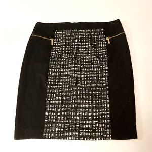 New Michael Kors Black White Polyester Pensil Skirt size 16